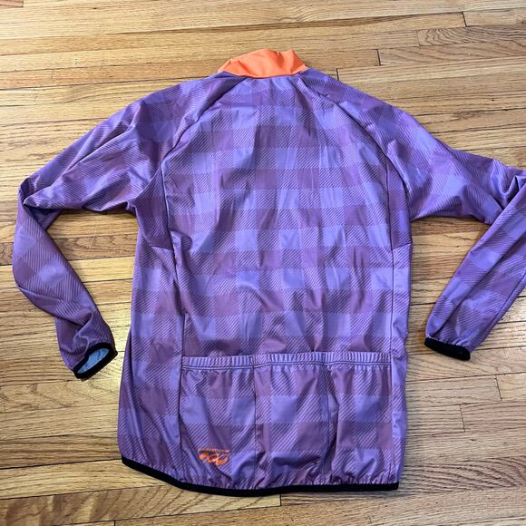 Podium Wear Jacket Womens XL Purple Plaid Zip Up Jersey Pocket Cycle Shirt - Picture 5 of 9